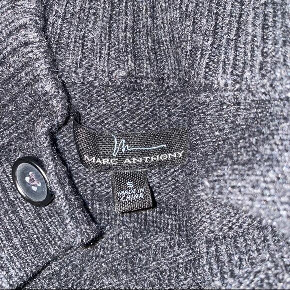 Marc Anthony Pullover 1/4 button knit mock neck sweater grey size small - Picture 6 of 6